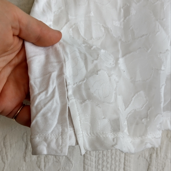 Rxb Sheer White Floral Tshirt Applique Flowers Embroidered Femme Goddess Spring - Picture 5 of 9